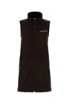 Miu Miu Mini Dress With Drawstring Waist And High Collar In Brown