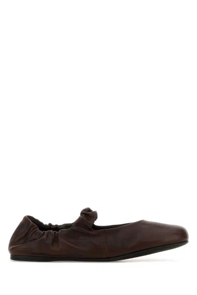 Miu Miu Dark Brown Leather Ballet Flats