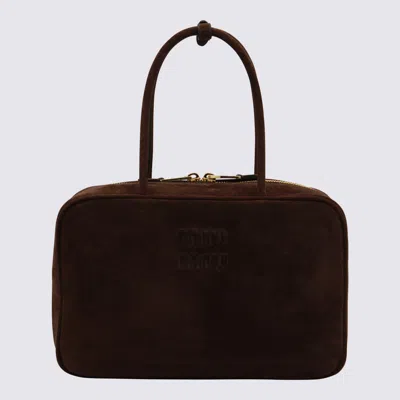 Miu Miu Dark Brown Leather Beau Large Top Handle Bag
