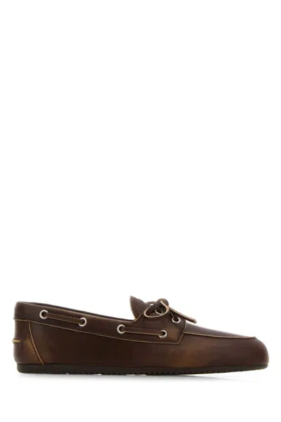 Miu Miu Dark Brown Leather Loafers