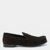 Miu Miu Suede Loafers With Flat Leather Sole In Multi