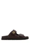 Miu Miu Chocolate Nappa Leather Slippers In Brown
