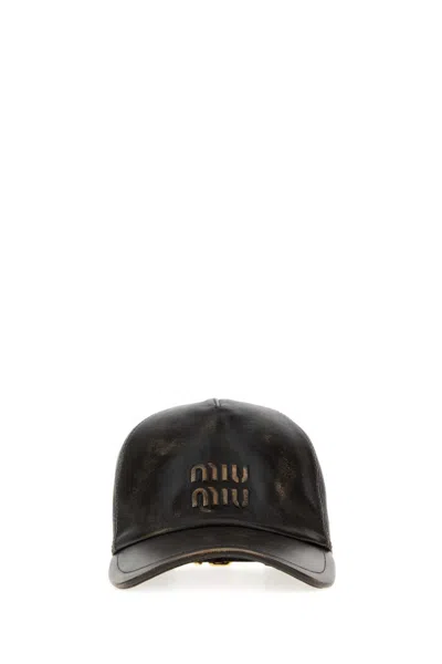 Miu Miu Dark Brown Logo Baseball Hat