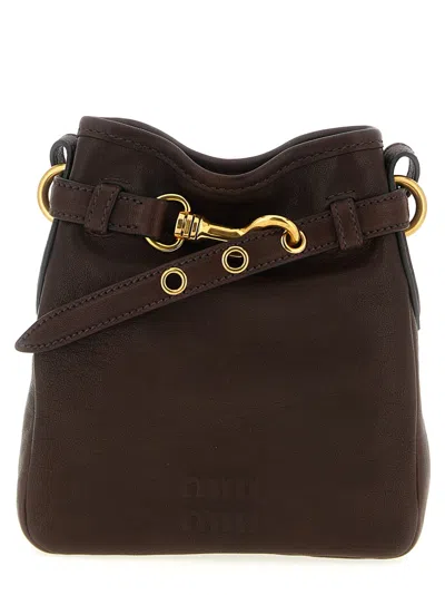 Miu Miu Dark Brown Logo Bucket Bag
