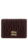 Miu Miu Dark Brown Matelasse Logo Card Holder In Brown