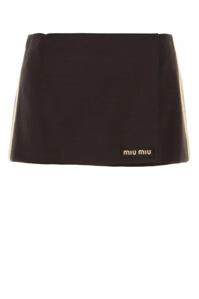 Miu Miu Dark Brown Mohair Blend Mini Skirt