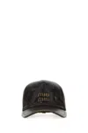 Miu Miu Dark Brown Nappa Leather Baseball Cap In Brown