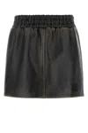 Miu Miu Women's Dark Nappa Leather Mini Skirt In Dark Brown