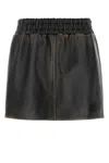 Miu Miu Women's Dark Nappa Leather Mini Skirt