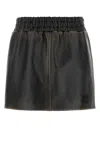 Miu Miu Women's Dark Nappa Leather Mini Skirt In Sabbianero
