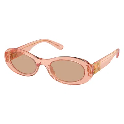 Miu Miu Dark Brown Oval Ladies Sunglasses Mu 06zs 13t1p1 50 In Pink