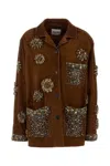 Miu Miu Jackets And Vests In Dark Brown