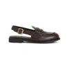Miu Miu Dark Brown Solid Loafers In Dark Brown
