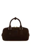Miu Miu Dark Brown Suede Arcadie Handbag In Brown