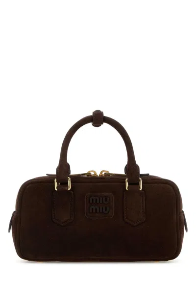 Miu Miu Dark Brown Suede Arcadie Handbag