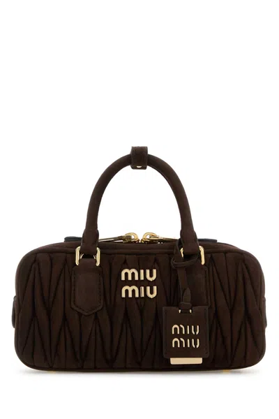 Miu Miu Dark Brown Suede Arcadie Handbag