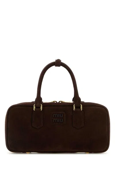 Miu Miu Dark Brown Suede Arcadie Handbag
