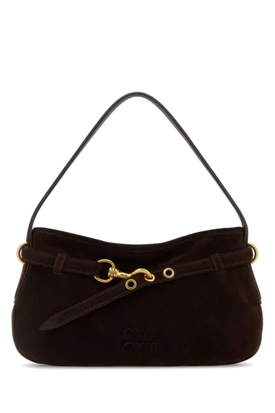 Miu Miu Dark Brown Suede Avenue Shoulder Bag