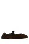 Miu Miu Dark Brown Suede Ballet Flats In Brown