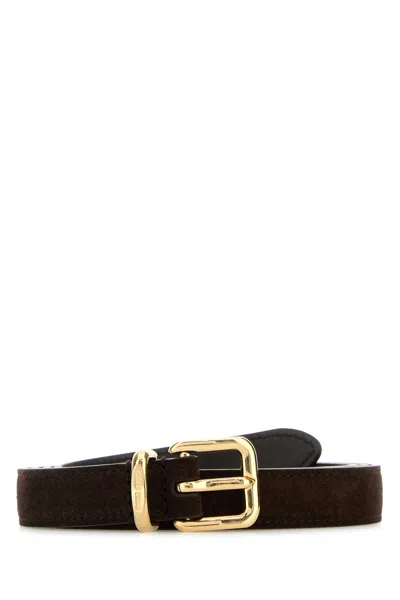 Miu Miu Dark Brown Suede Belt
