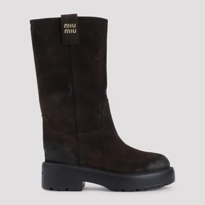 Miu Miu Dark Brown Suede Boots