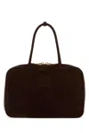 Miu Miu Dark Brown Suede Handbag In Burgundy