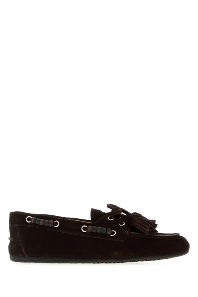 MIU MIU DARK BROWN SUEDE LOAFERS