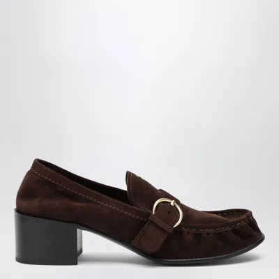 Miu Miu Dark Brown Suede Moccasins