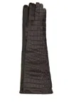 Miu Miu Dark Brown Textured Gloves In White