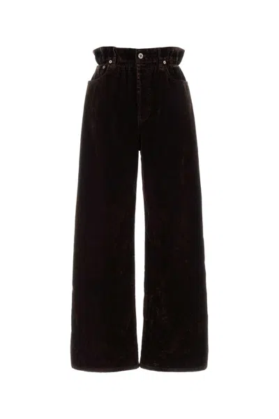 Miu Miu Dark Brown Velvet Wide-leg Pant