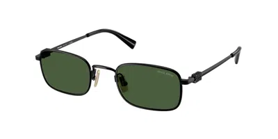 Miu Miu Dark Green Rectangular Ladies Sunglasses Mu A53s 1ab1i0 49 In Black