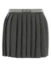 Miu Miu Gray Grisaille Pleated Miniskirt In Ardesia