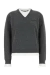 Miu Miu Cashmere Sweater With Contrasting Inserts In Gray