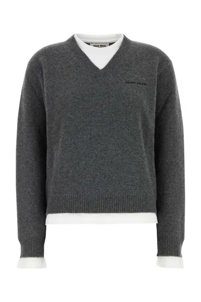 MIU MIU DARK GREY CASHMERE SWEATER