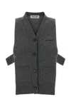 Miu Miu Knitwear Top Sleeveless Ribbed Hem Pockets In Gray