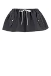 Miu Miu Mini Skirt Mohair Blend Drawstring Elastic Waistband Button In Black