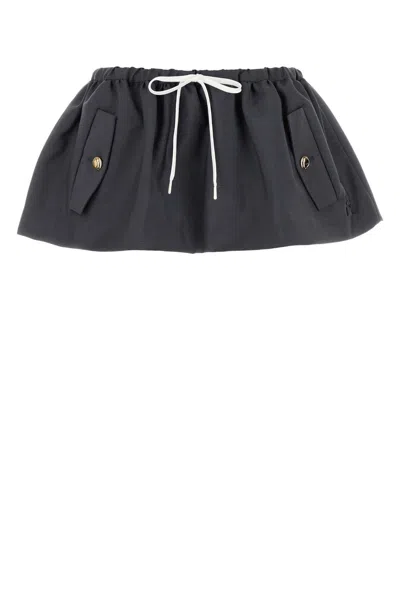 Miu Miu Dark Grey Mohair Blend Mini Skirt In Gray