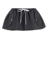 Miu Miu Mini Skirt Mohair Blend Drawstring Elastic Waistband Button In Black