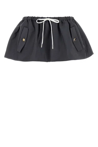 MIU MIU DARK GREY MOHAIR BLEND MINI SKIRT