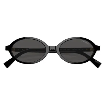 Miu Miu Dark Grey Oval Ladies Sunglasses Mu 04zsf 1ab5s0 50 In Black