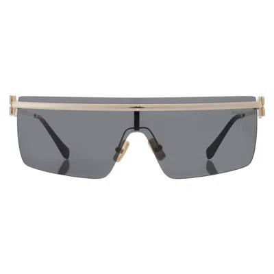 Miu Miu Dark Grey Shield Ladies Sunglasses Mu 50zs 5ak5s0 142 In Metallic