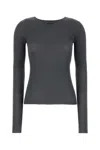 Miu Miu Dark Grey Silk T-shirt In Gray