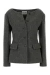 Miu Miu Tailored Wool Blazer Featuring Peplum Detail In Gray