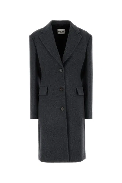 MIU MIU DARK GREY WOOL COAT