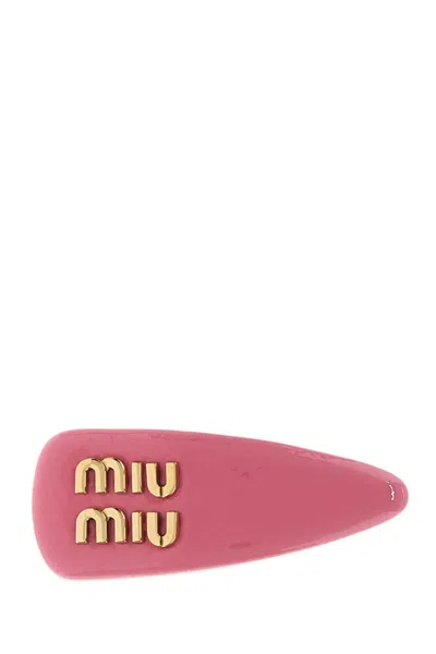 Miu Miu Dark Pink Leather Hair Clip