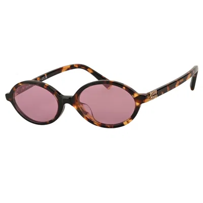 Miu Miu Dark Pink Mirror Silver Oval Ladies Sunglasses Mu 04zsf Vau50d 50 In Brown