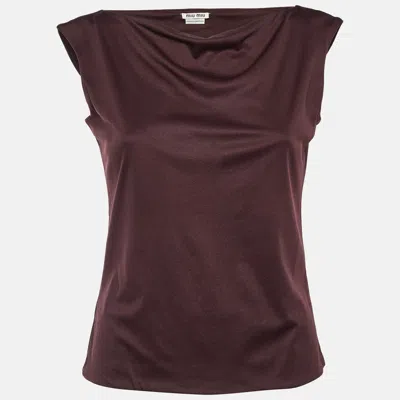 Pre-owned Miu Miu Dark Plum Jersey Sleeveless Top S In Purple