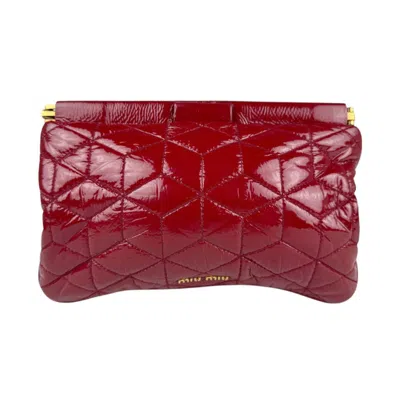 Pre-owned Miu Miu Dark Red Patent Leather Clutch Bag ()