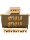 Miu Miu Debossed-logo Claw Clip In Gold