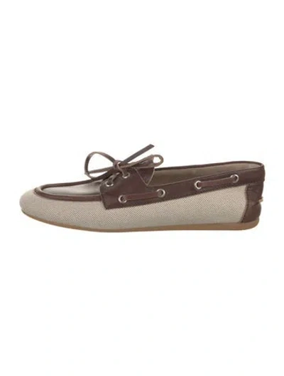 Pre-owned Miu Miu Deck Leather Moccasins In Multi